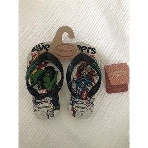 New! Havaianas Kids Marvel Avengers Thong Sandals Slipper Size 10c Beige